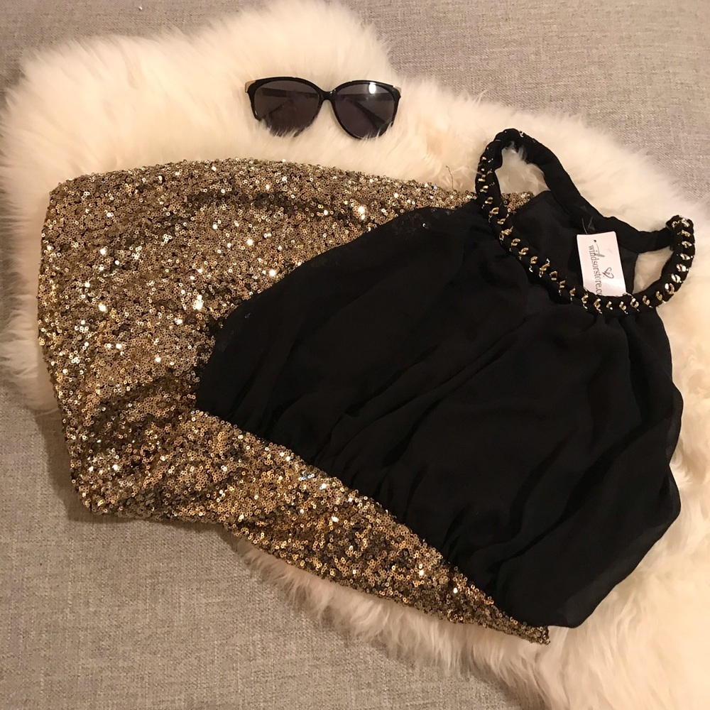 Black & Gold Sequins Dress